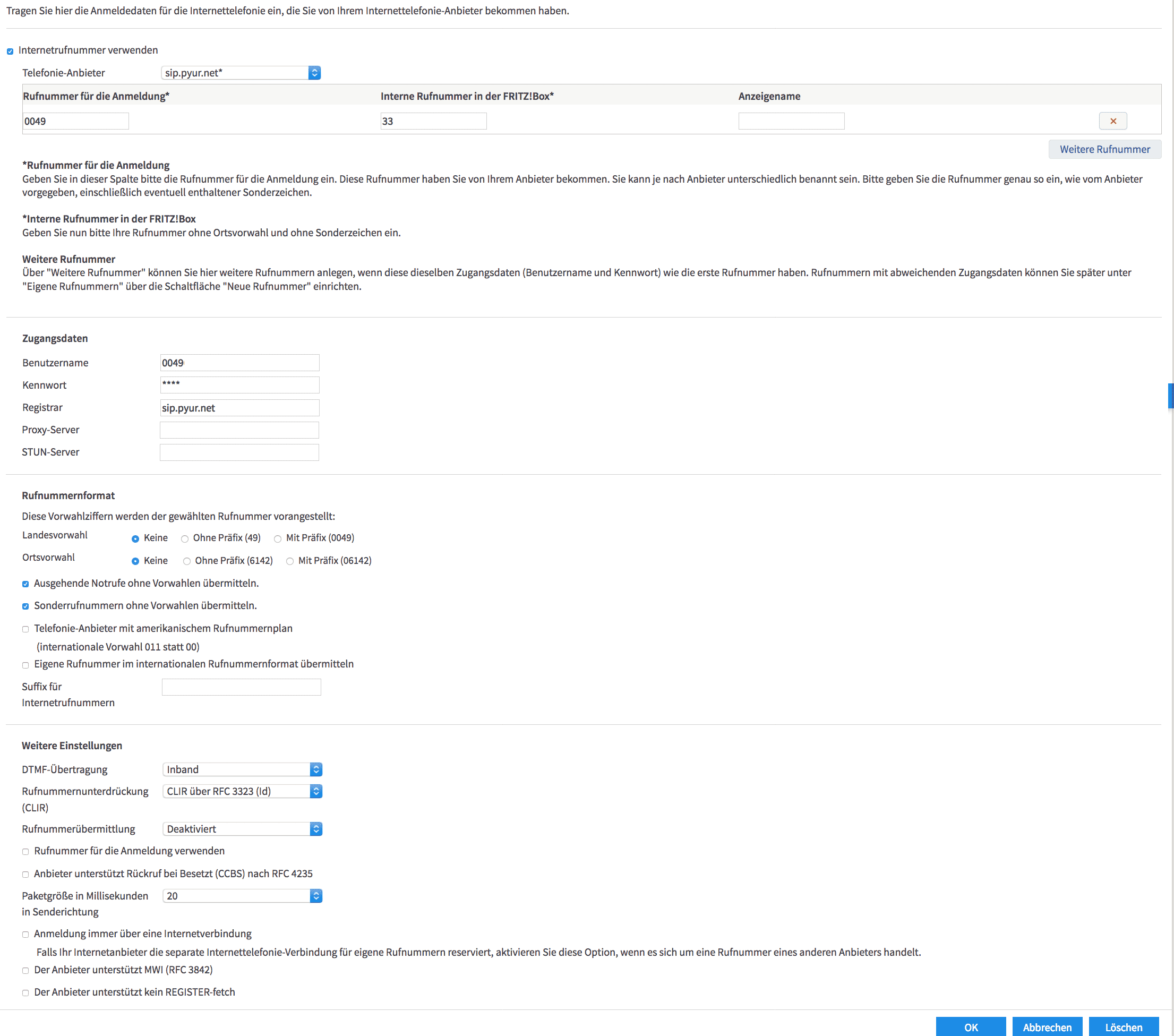 Fritzbox 7590 Config Sip
